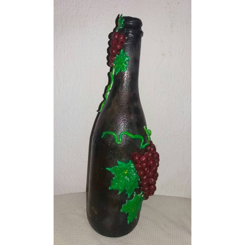 Dionysus (Bacchus) god of wine, vegetation, pleasure, festivity decoupage bottle. Decorated bottle handmade. Hand painted. Witchy Altar tool