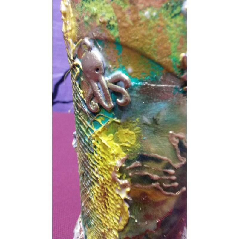 Magical Mermaid and Angel Decoupage Bottle - Enchanting Handcrafted Altar Tool -Magic creatures - Decorated bottle handmade -  sacred space