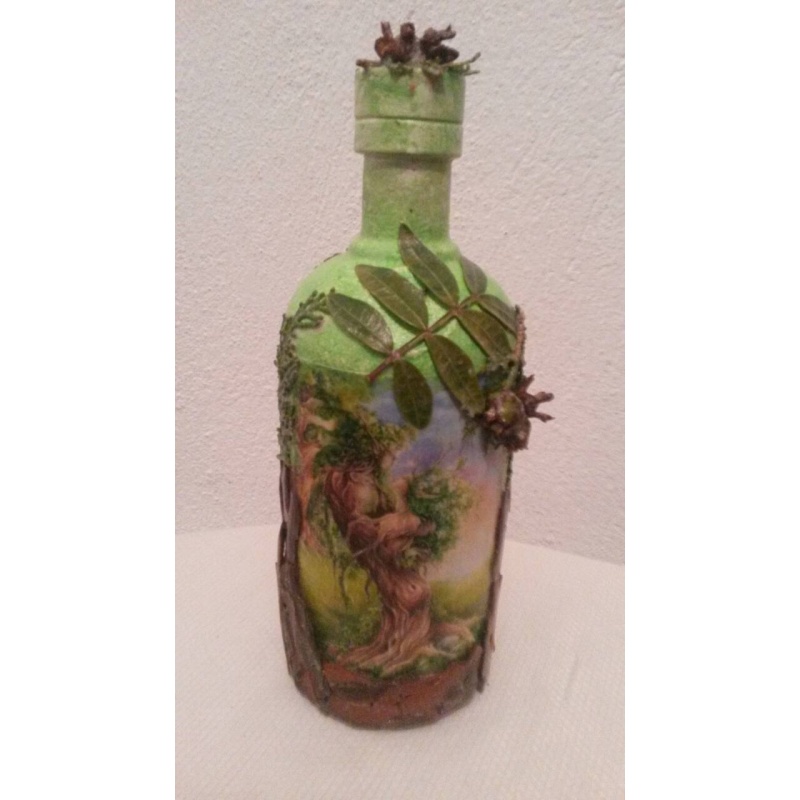 Eternal Love the nature of relationships. Unconditional love. Decoupage bottle. Decorated handmade Love Bottle. Hand painted. Altar tool