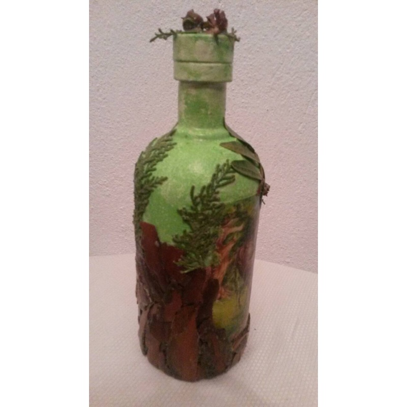 Eternal Love the nature of relationships. Unconditional love. Decoupage bottle. Decorated handmade Love Bottle. Hand painted. Altar tool